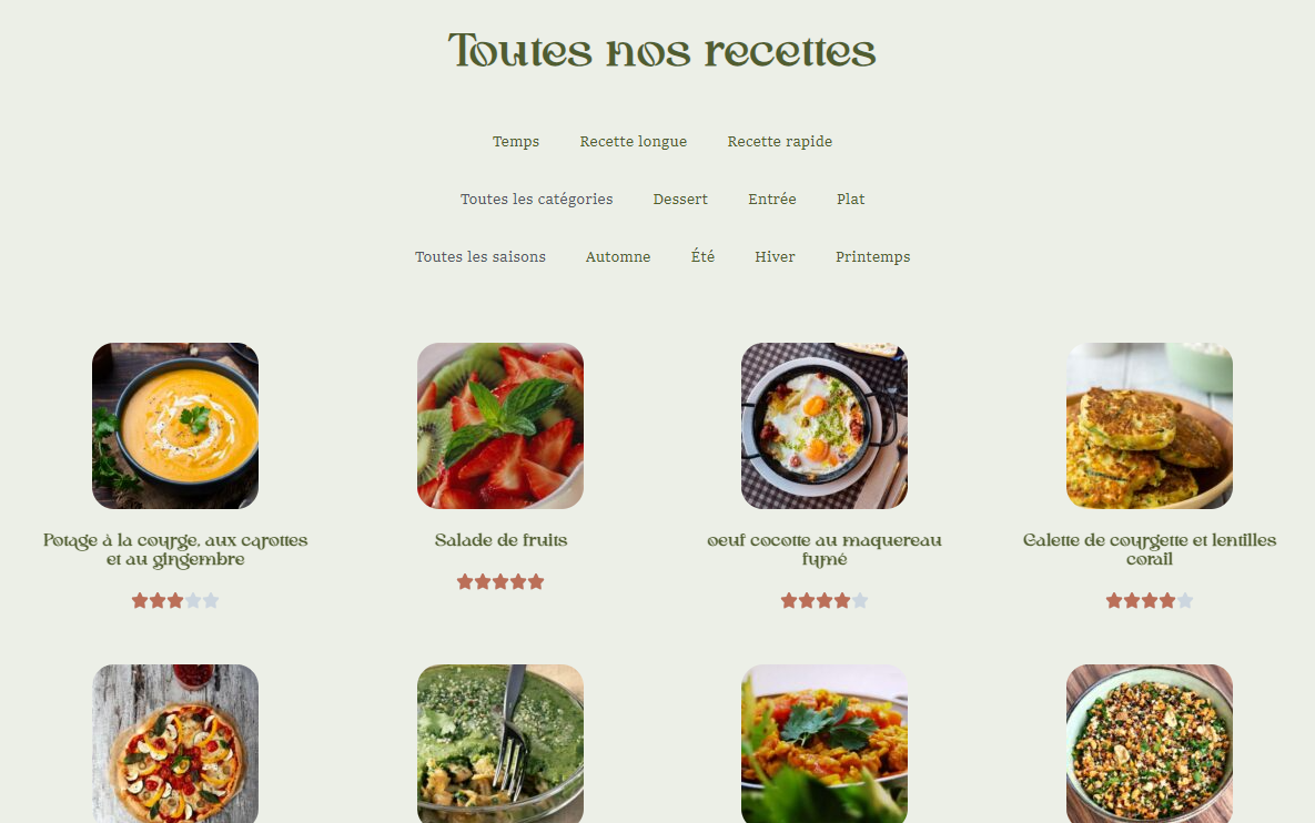 fonction categorie repas eco